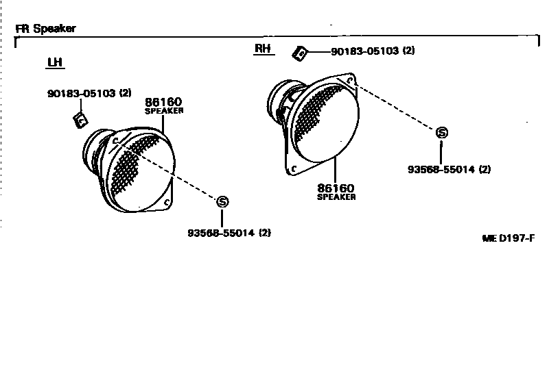 Toyota COROLLA 扬声器 EPC diagram — MED197F