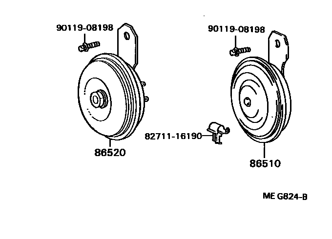 Toyota COROLLA 喇叭 EPC diagram — MEG824B