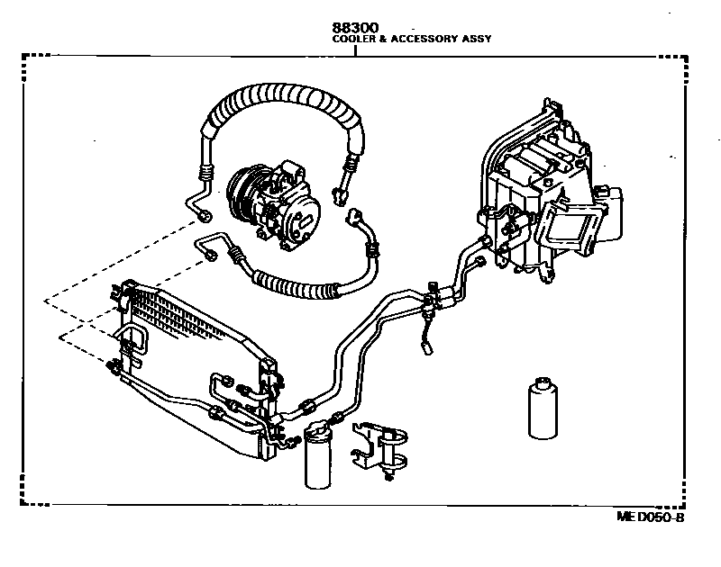 Toyota COROLLA 暖风和空调系统 - 组件 EPC diagram — MED050B