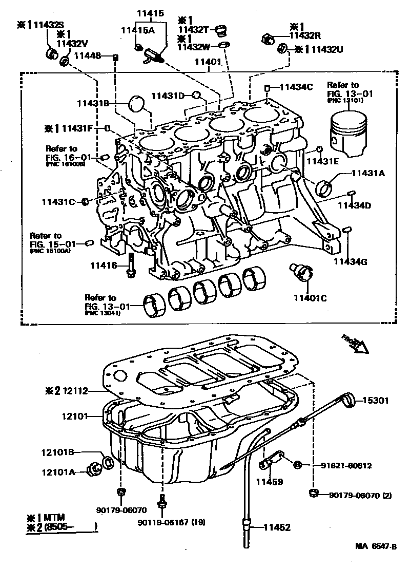 Toyota COROLLA Cylinder Block EPC diagram — MA6547B