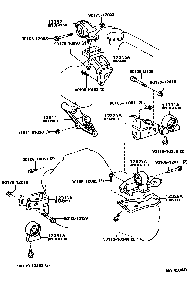 Toyota COROLLA Engine Mounting EPC diagram — MA8304D