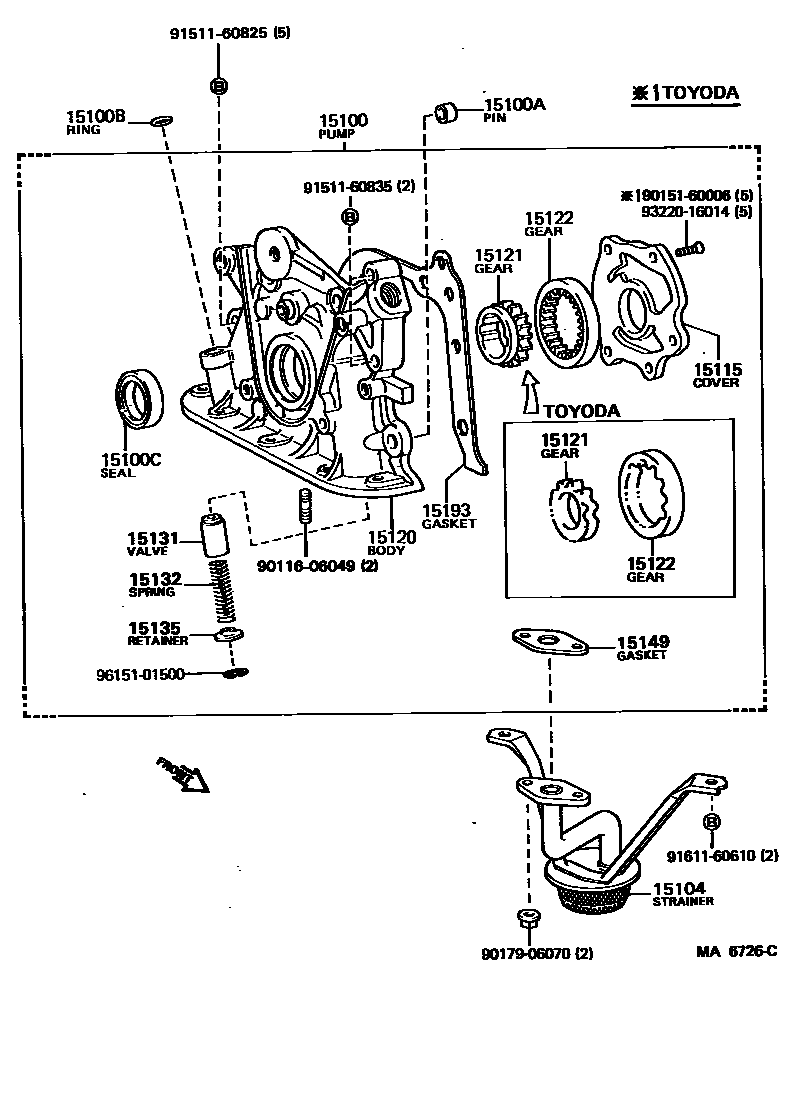 Toyota COROLLA Engine Oil Pump EPC diagram — MA6726C