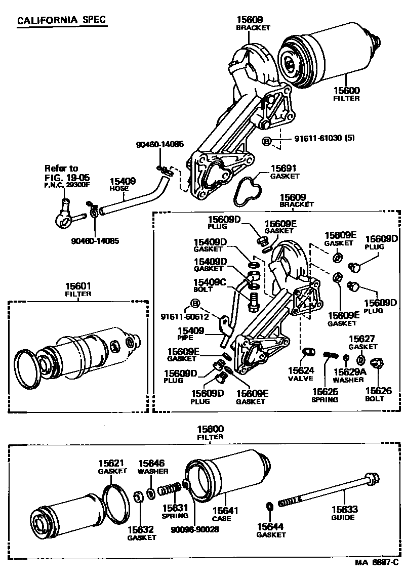 Toyota COROLLA Oil Filter EPC diagram — MA6897C