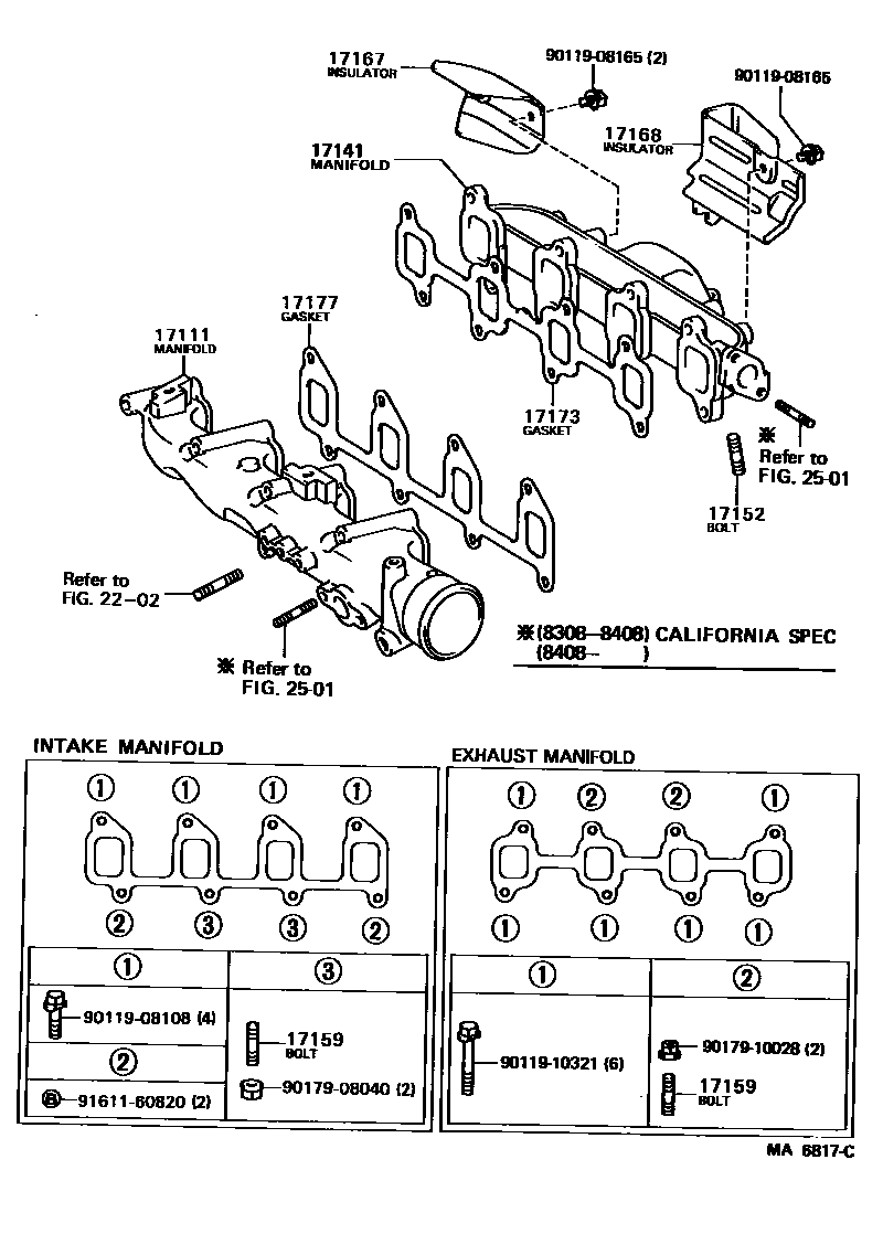 Toyota COROLLA Manifold EPC diagram — MA6817C