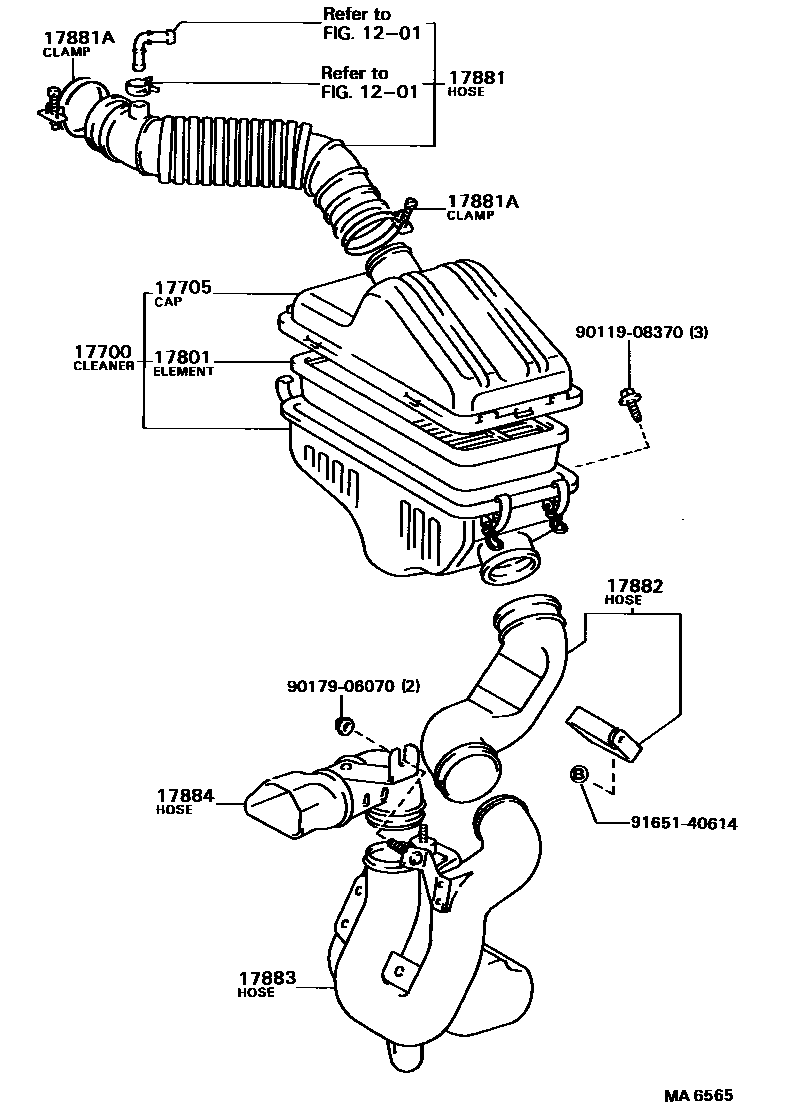 Toyota COROLLA Air Cleaner EPC diagram — MA6565