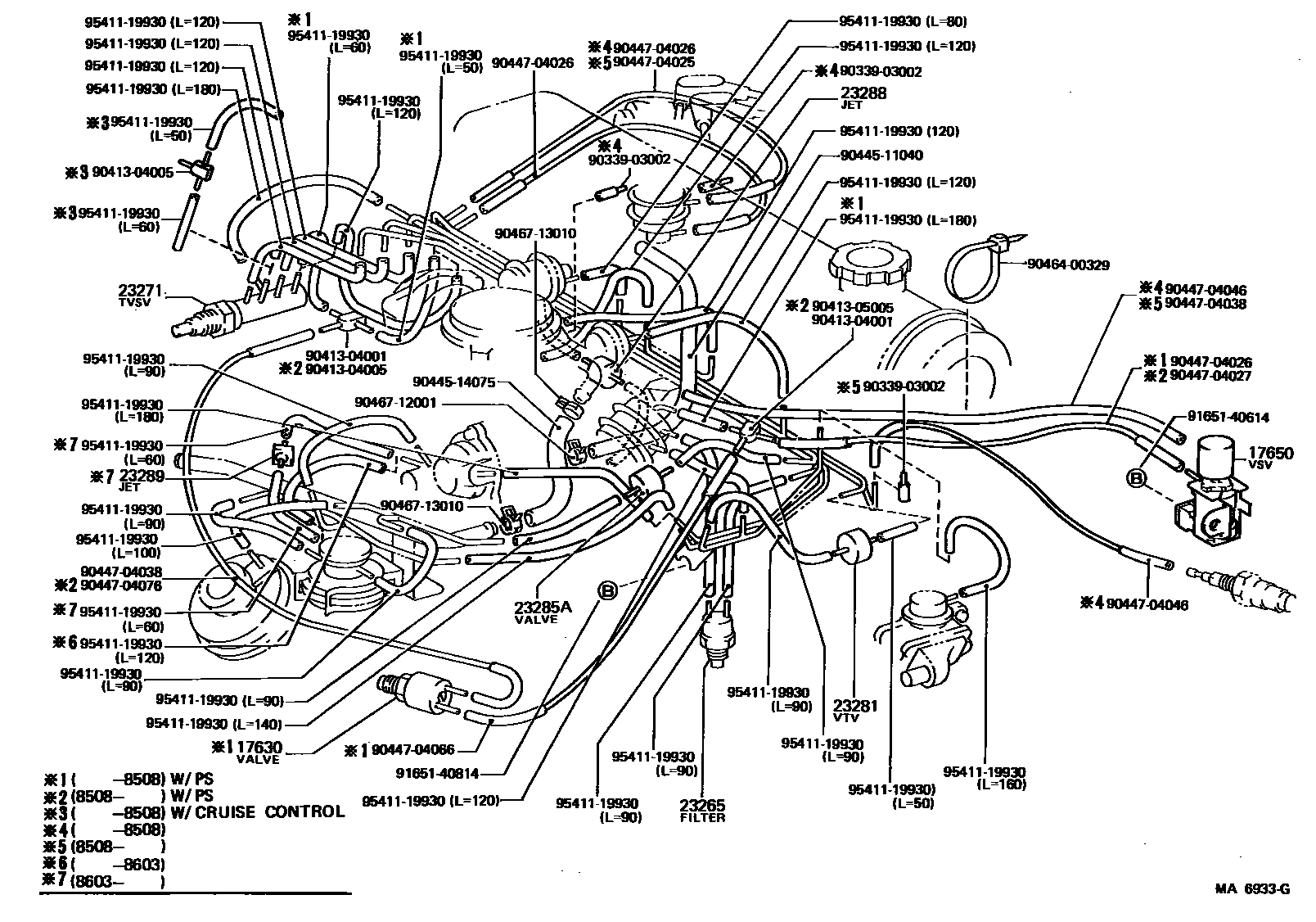 Toyota COROLLA vacuum tube EPC diagram — MA6933G
