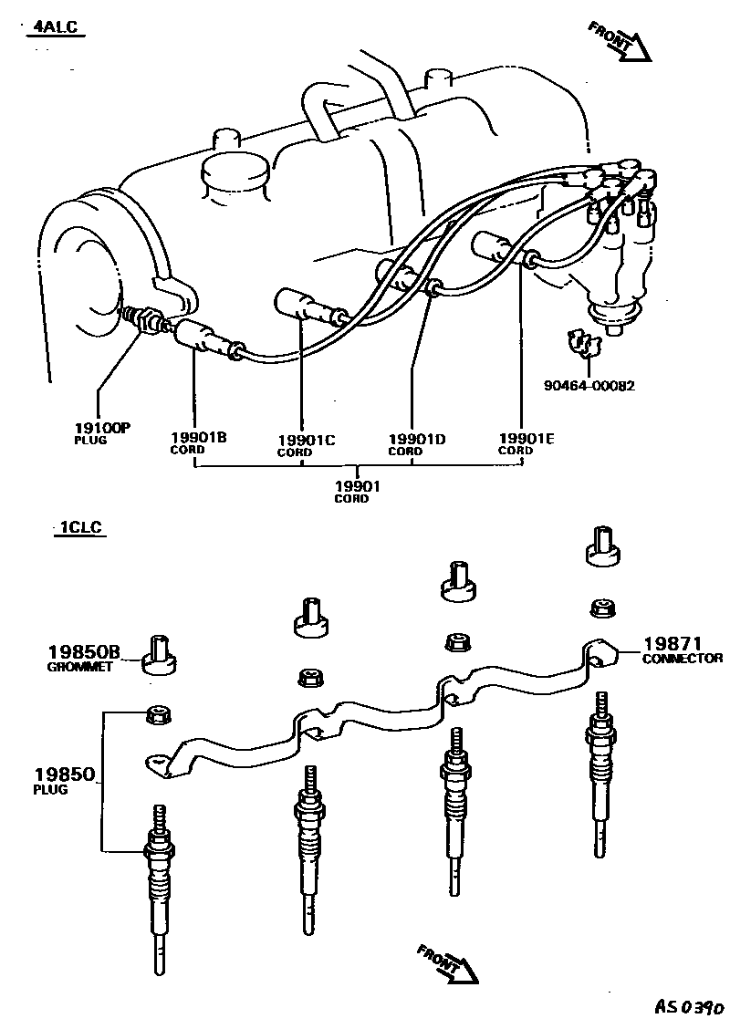 Toyota COROLLA 点火线圈和火花塞 EPC diagram — AS0390