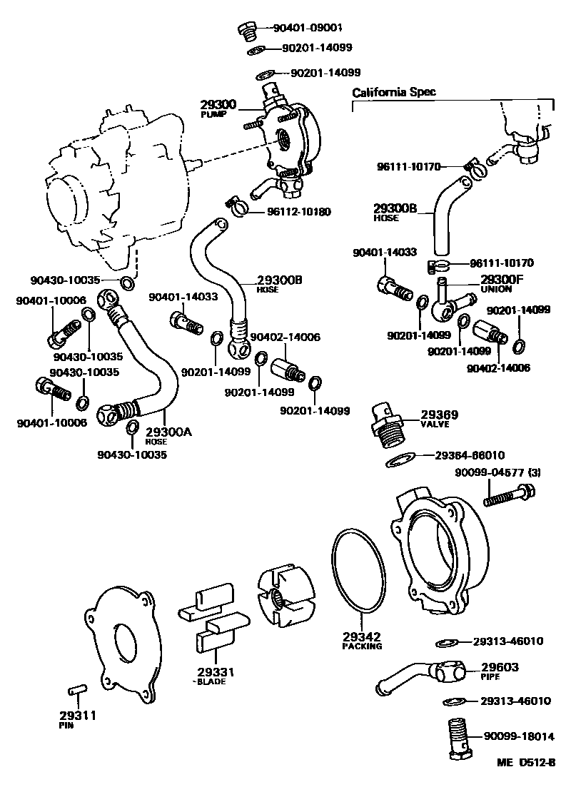 Toyota COROLLA 真空泵 EPC diagram — MED512B