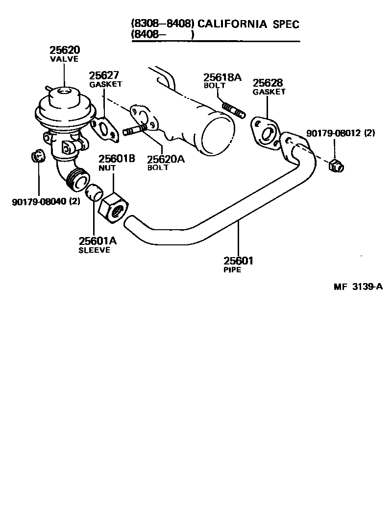 Toyota COROLLA 废气再循环系统 EPC diagram — MF3139A