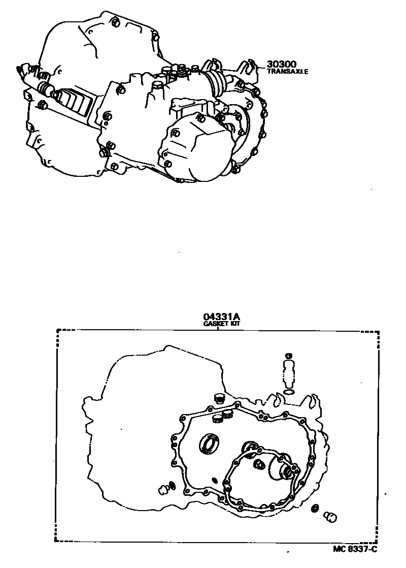 Toyota COROLLA 传动桥或变速器总成和衬垫组件(MTM) EPC diagram — MC8337C