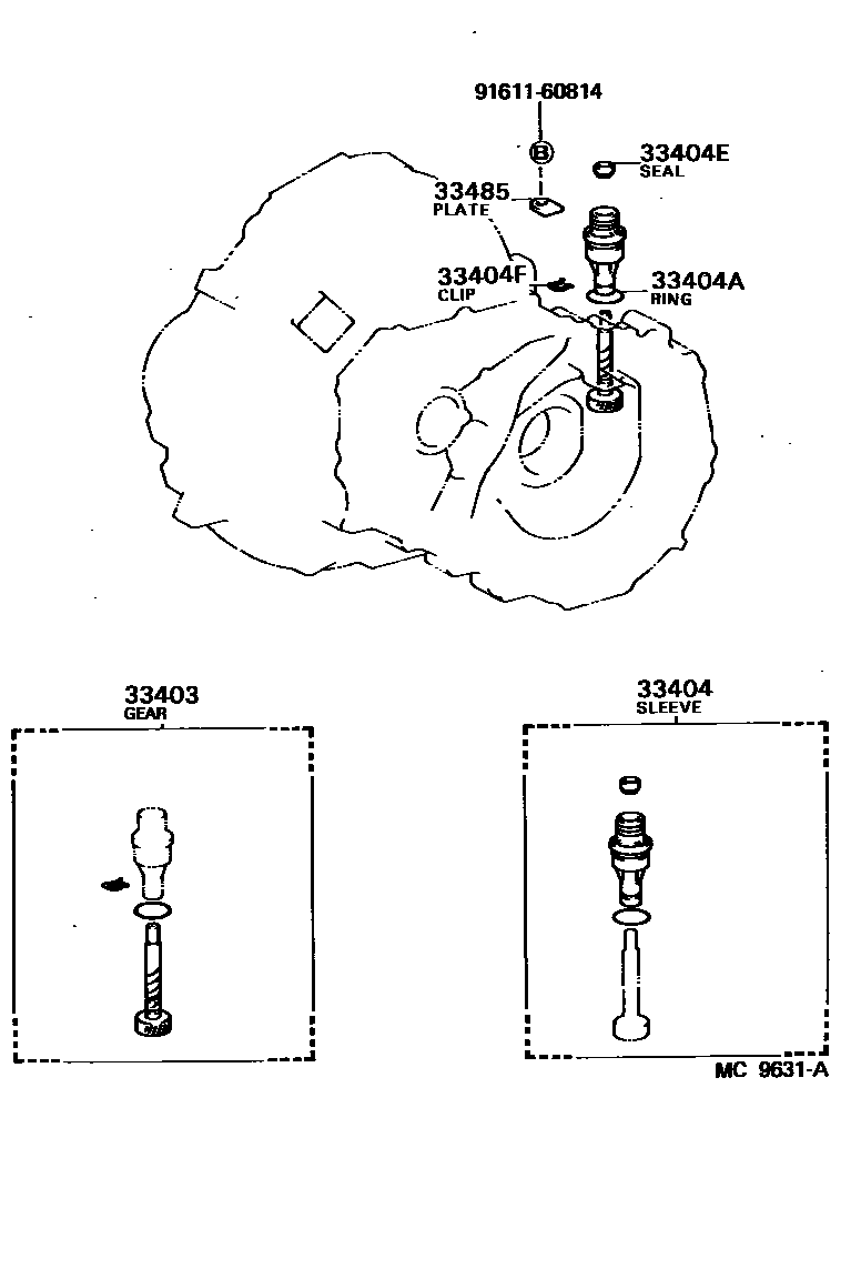 Toyota COROLLA 速度表从动齿轮(MTM) EPC diagram — MC9631A