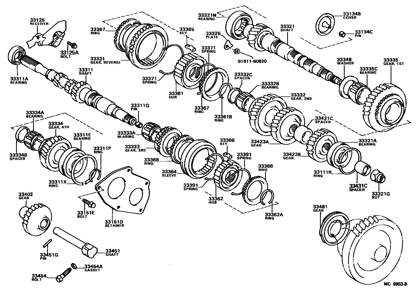 Toyota COROLLA 变速器齿轮(MTM) EPC diagram — MC9953B
