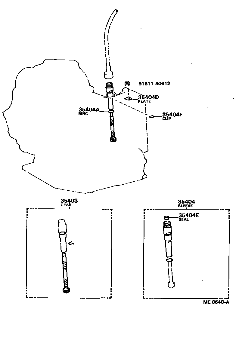 Toyota COROLLA 速度表从动齿轮(ATM) EPC diagram — MC8648A