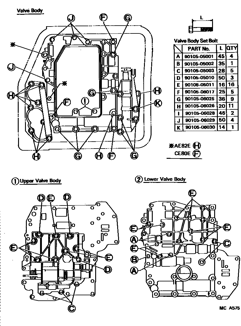 Toyota COROLLA 阀体和滤油网(ATM) EPC diagram — MCA575