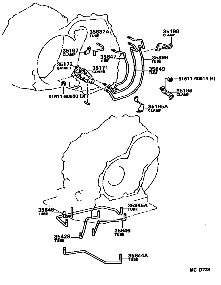 Toyota COROLLA 阀体和滤油网(ATM) EPC diagram — MCD728