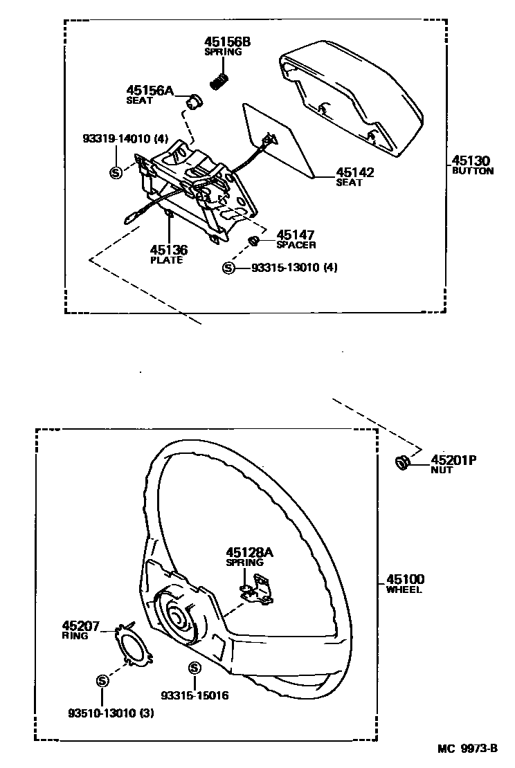 Toyota COROLLA Steering Wheel EPC diagram — MC9973B