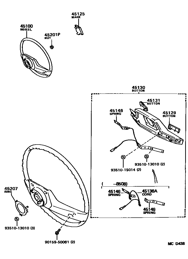 Toyota COROLLA Steering Wheel EPC diagram — MCD438