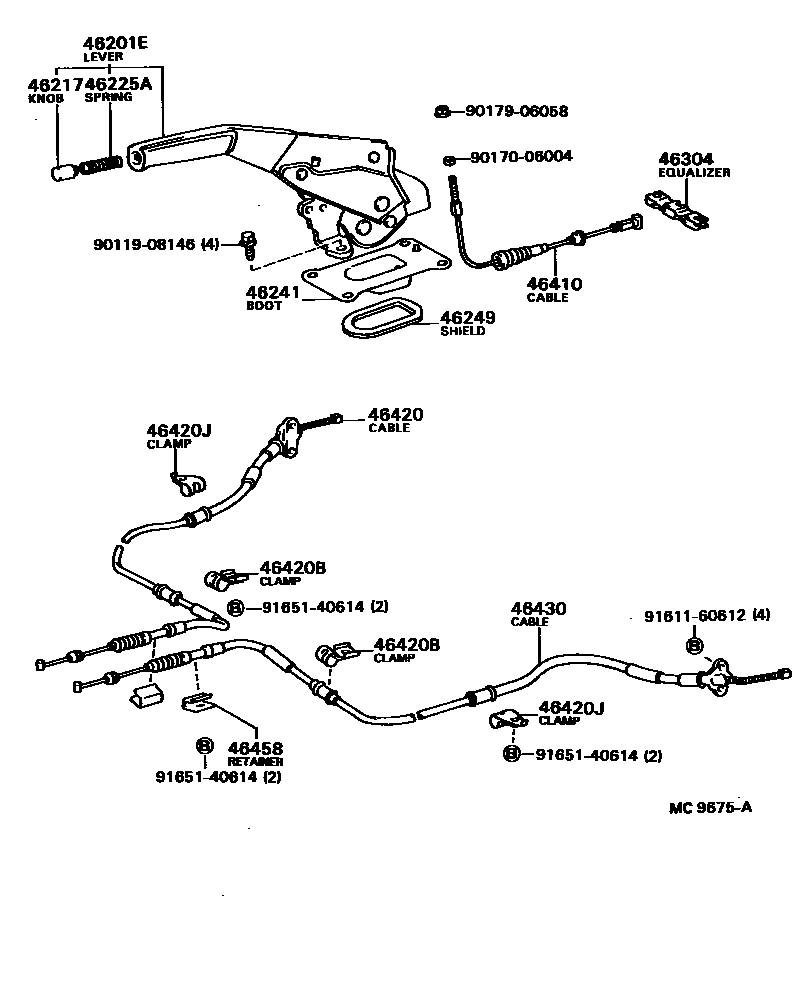 Toyota COROLLA Parking Brake & Cable EPC diagram — MC9675A