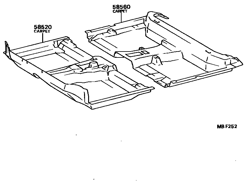 Toyota COROLLA 地板垫和地毯 EPC diagram — MBF252