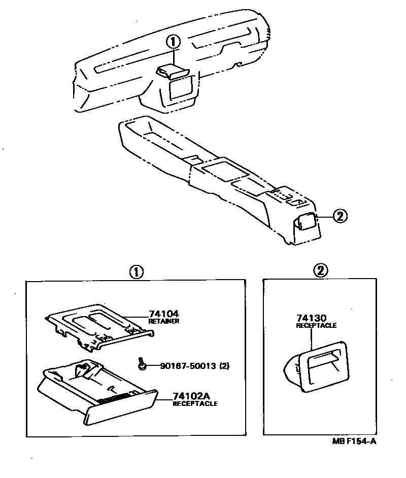 Toyota COROLLA 烟灰盒 EPC diagram — MBF154A