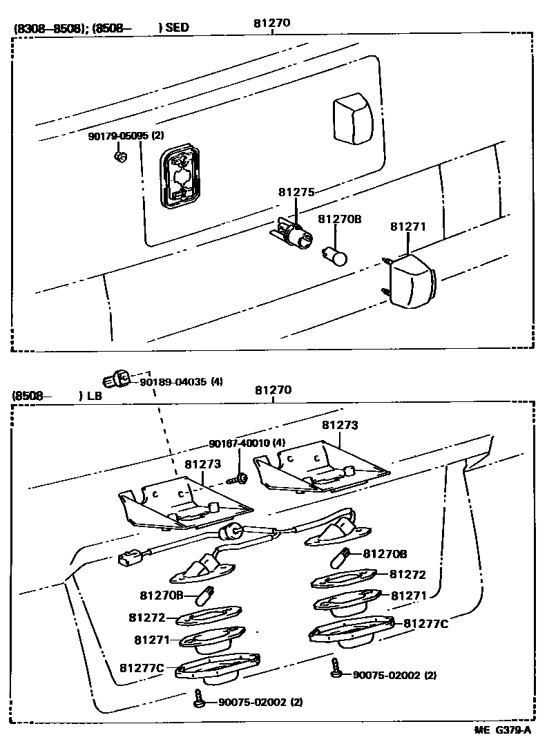 Toyota COROLLA 后牌照灯 EPC diagram — MEG379A