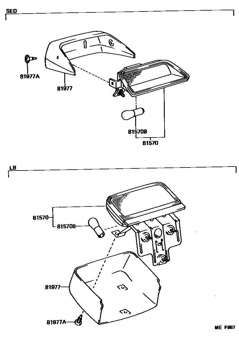 Toyota COROLLA 高位刹车灯 EPC diagram — MEF867