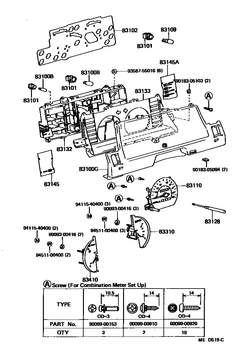 Toyota COROLLA 仪表 EPC diagram — MED519C
