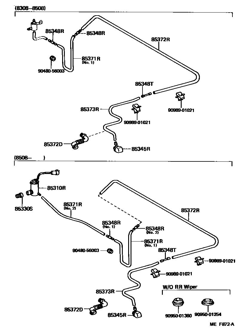 Toyota COROLLA 后清洗器 EPC diagram — MEF872A