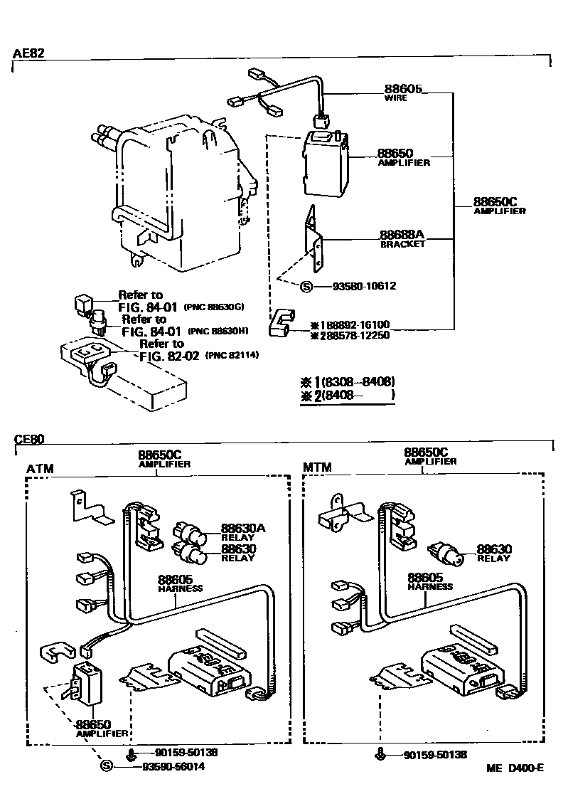 Toyota COROLLA 暖风和空调系统 - 冷却器组件 EPC diagram — MED400E