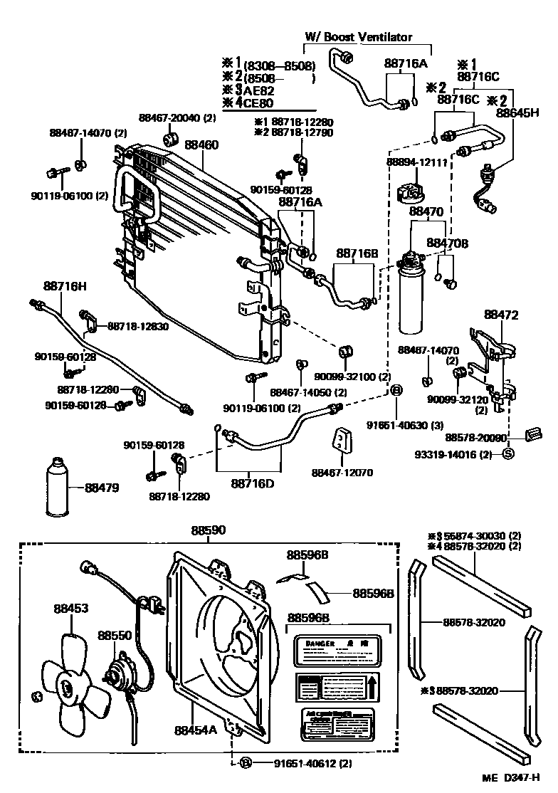 Toyota COROLLA Heating & Air Conditioning - Cooler Piping EPC diagram — MED347H