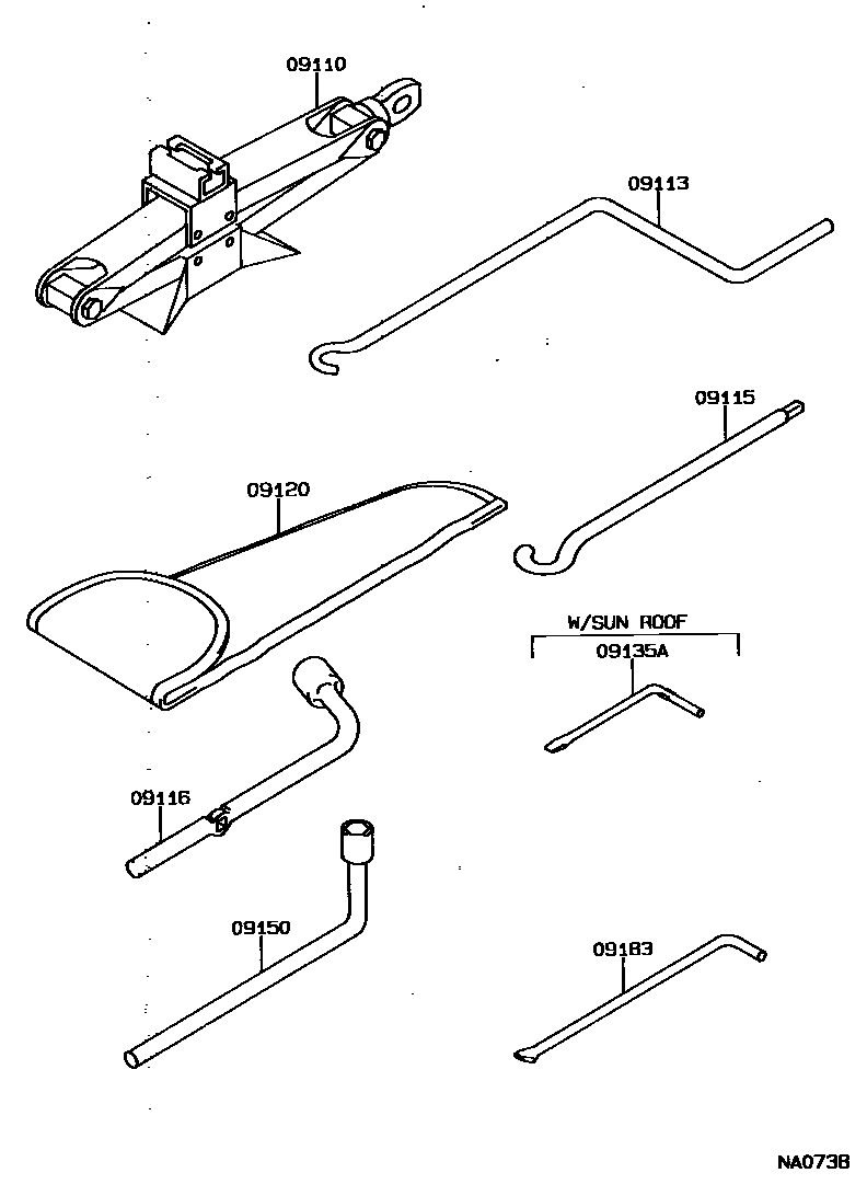 Toyota COROLLA Standard Tools EPC diagram — NA0738
