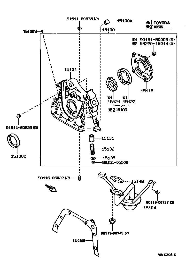 Toyota COROLLA Engine Oil Pump EPC diagram — MAC208D