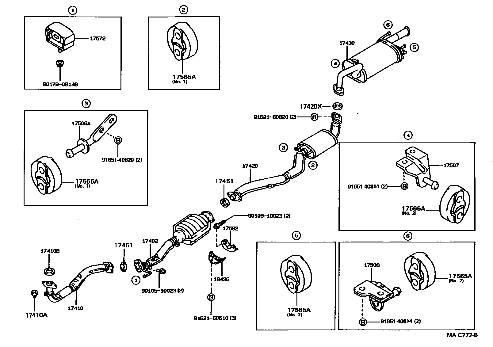 Toyota COROLLA Exhaust Pipe EPC diagram — MAC772B
