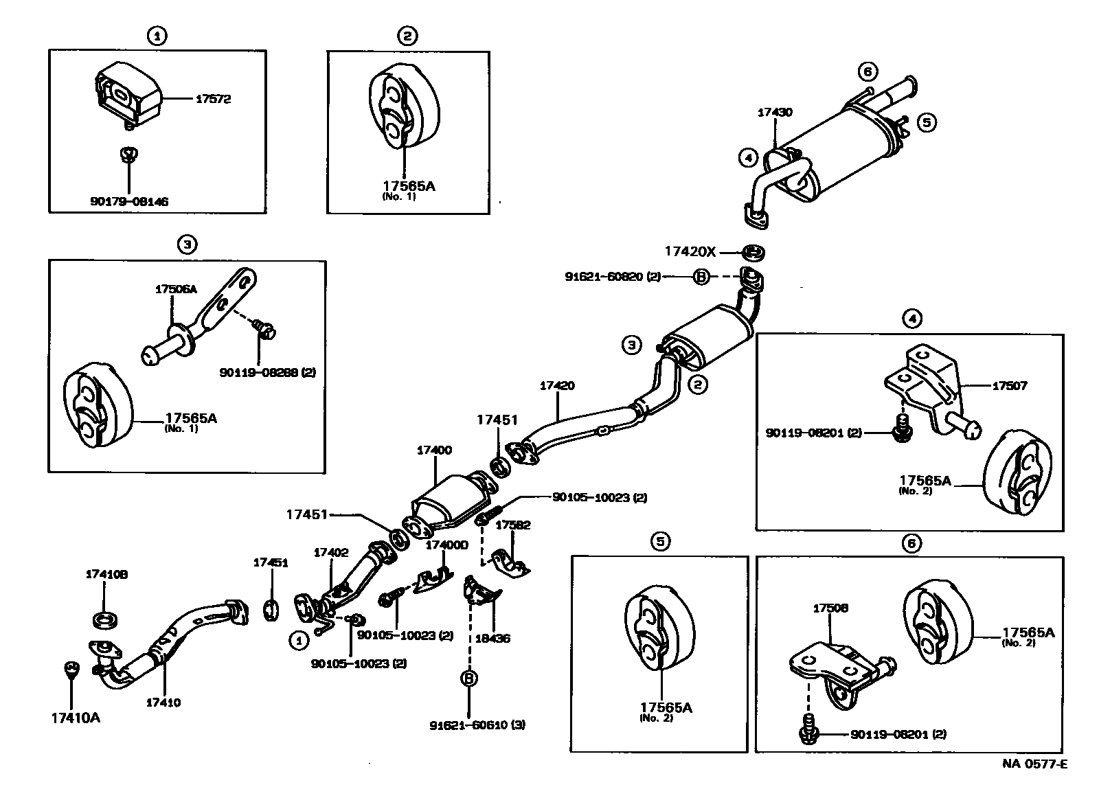 Toyota COROLLA Exhaust Pipe EPC diagram — NA0577E