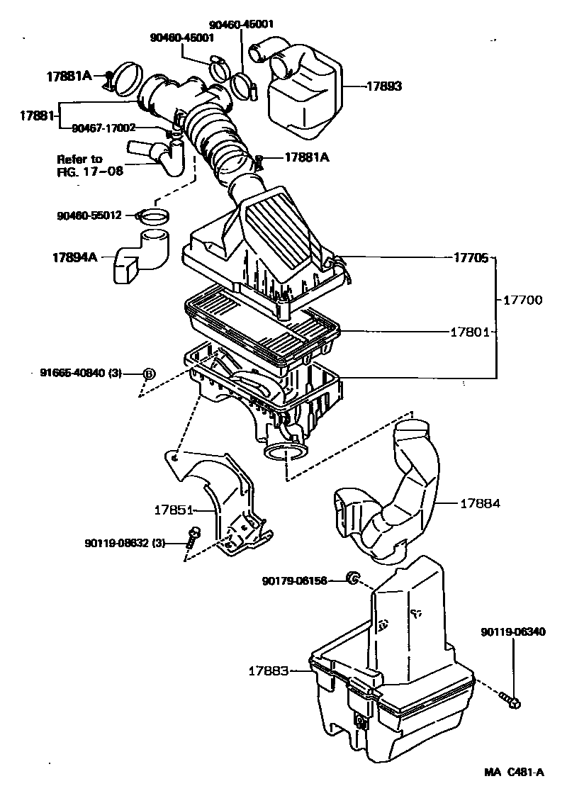 Toyota COROLLA Air Cleaner EPC diagram — MAC481A