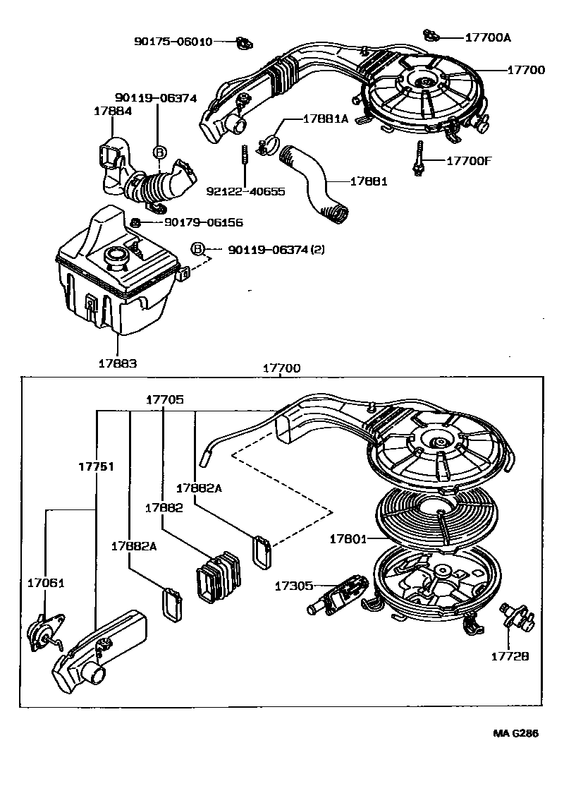 Toyota COROLLA Air Cleaner EPC diagram — MAG286