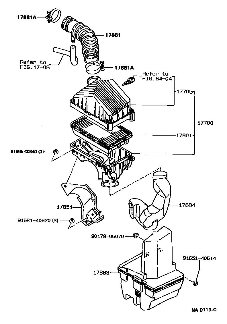 Toyota COROLLA Air Cleaner EPC diagram — NA0113C