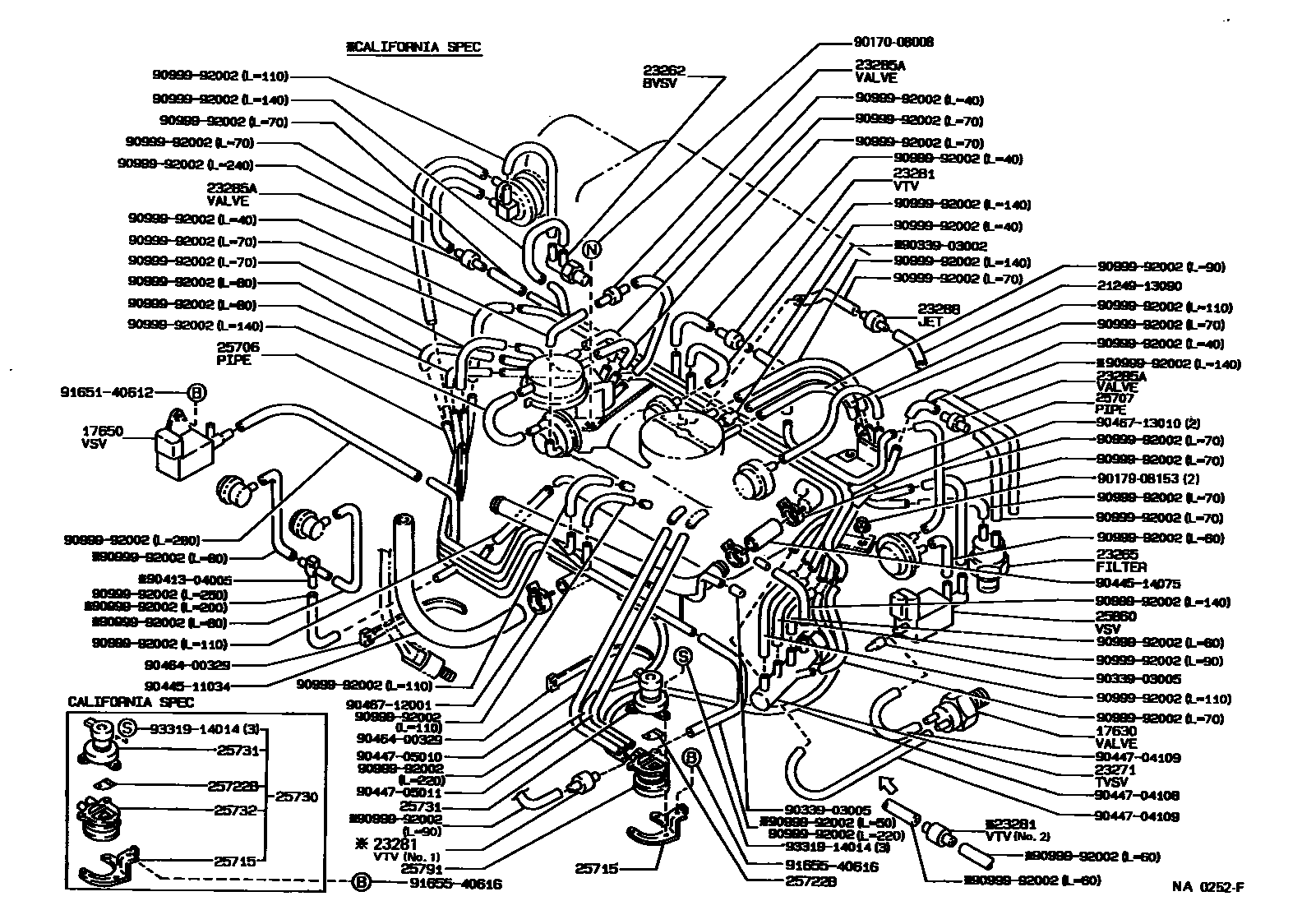 Toyota COROLLA vacuum tube EPC diagram — NA0252F