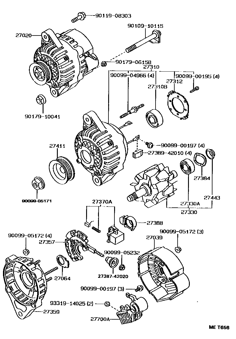 Toyota COROLLA Alternator EPC diagram — MET656