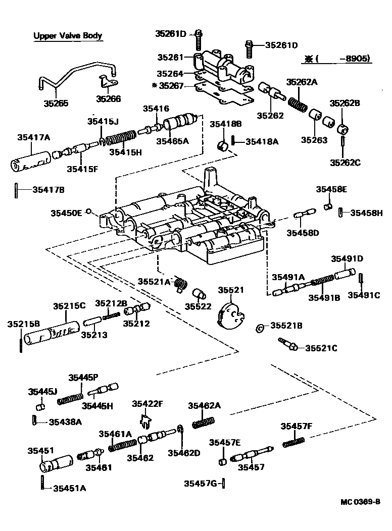 Toyota COROLLA 阀体和滤油网(ATM) EPC diagram — NC0369B
