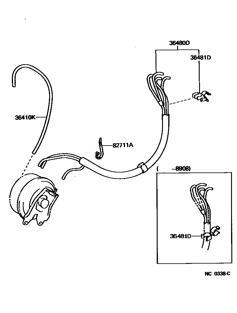 Toyota COROLLA 分动器真空管 EPC diagram — NC0338C