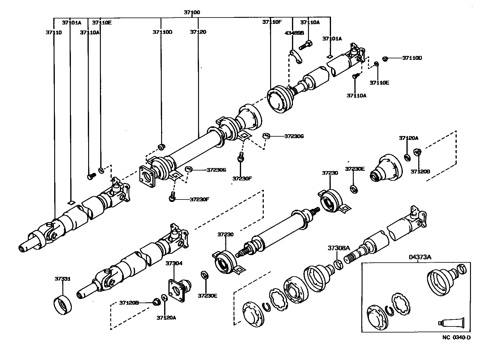 Toyota COROLLA Propeller Shaft & Universal Joint EPC diagram — NC0340D