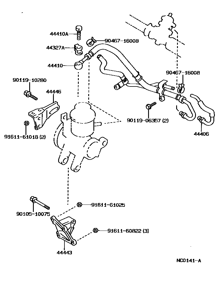 Toyota COROLLA 动力转向配管 EPC diagram — NC0141A