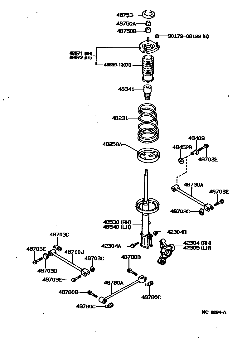 Toyota COROLLA Rear Spring & Shock Absorber EPC diagram — NC0294A