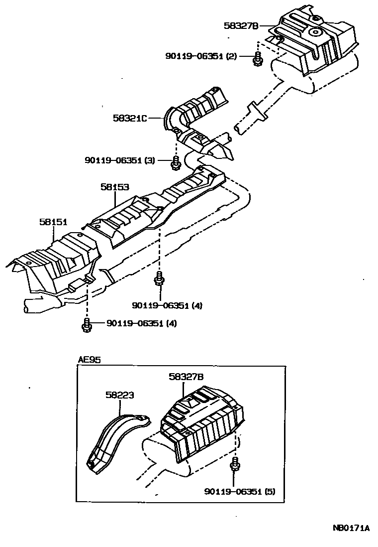 Toyota COROLLA 地板隔热垫 EPC diagram — NB0171A