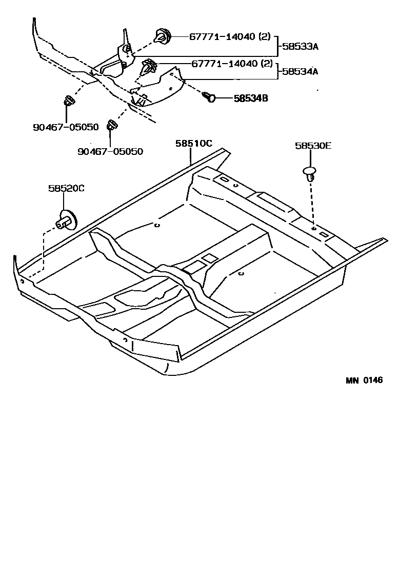 Toyota COROLLA 地板垫和地毯 EPC diagram — MN0146
