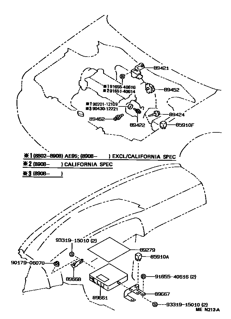 Toyota COROLLA 电子燃油喷射系统 EPC diagram — MEN212A