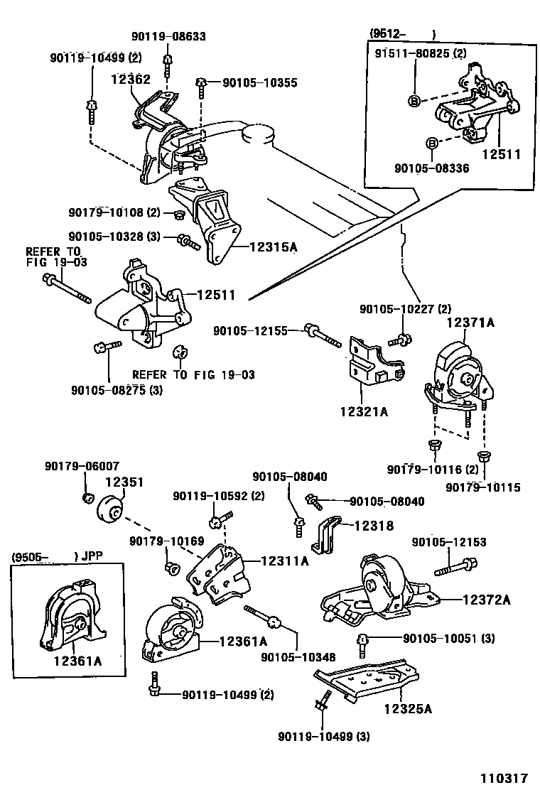 Toyota COROLLA Engine Mounting EPC diagram — 110317