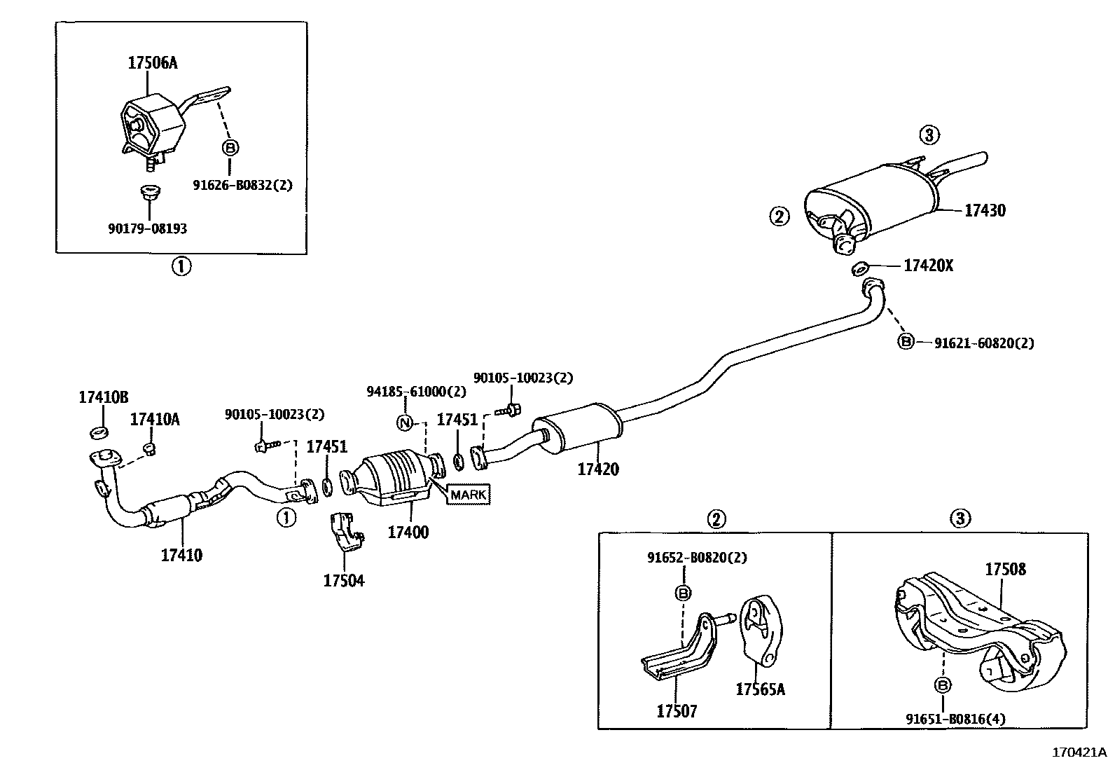 Toyota COROLLA Exhaust Pipe EPC diagram — 170421A