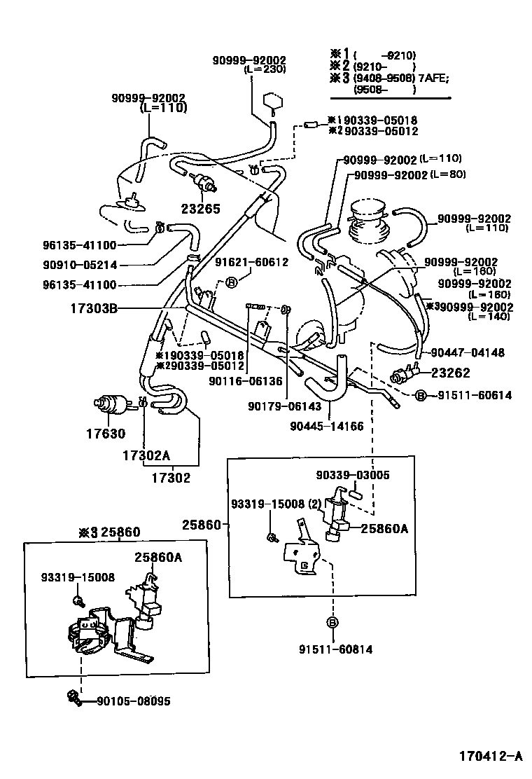 Toyota COROLLA vacuum tube EPC diagram — 170412A